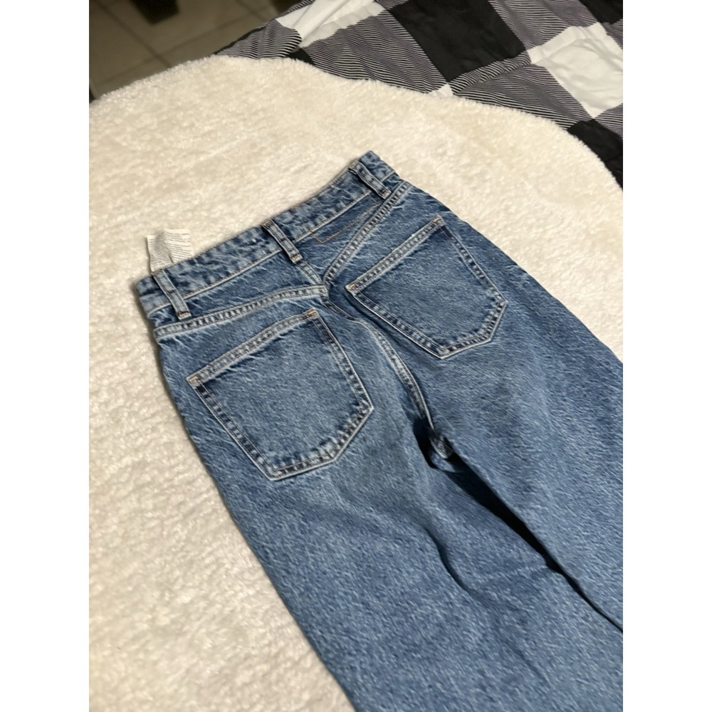 Zara High Waist Women's Blue Wide Leg Denim Jeans Distressed Size 2 26x34 - Picture 9 of 9